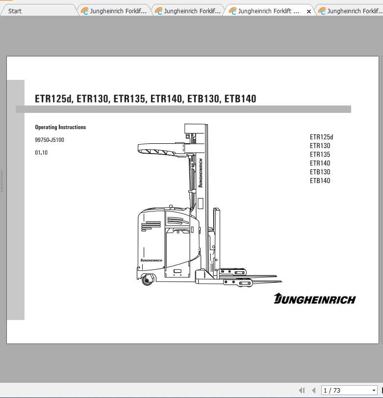 Jungheinrich Forklift ETR 125 345 Operating Instructions 1