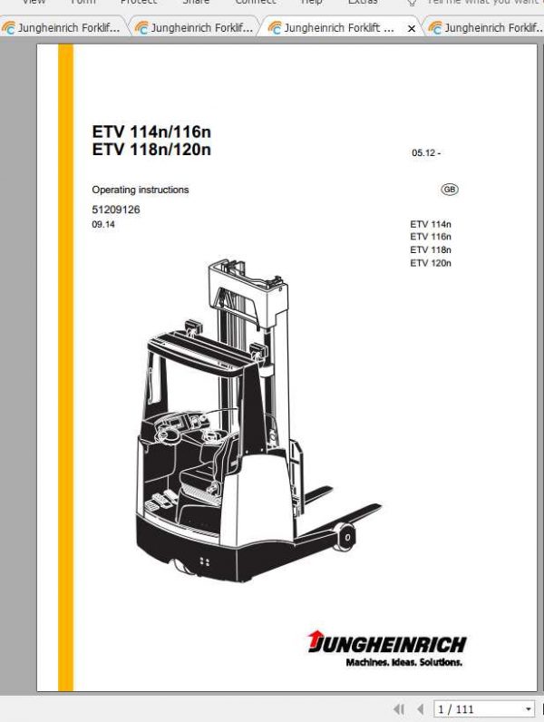 Jungheinrich Forklift ETV 110 116 Operating Instructions 1