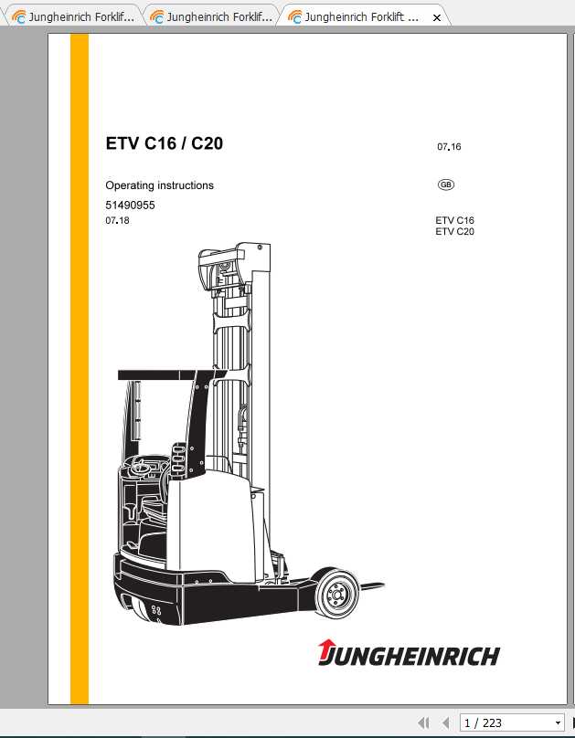 Jungheinrich Forklift ETVC16 C20 Operating Instructions 1