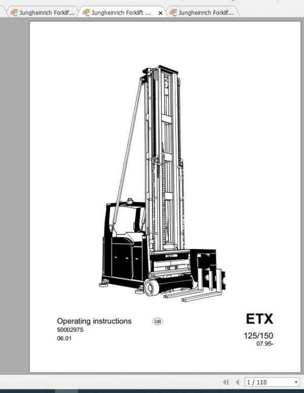 Jungheinrich Forklift ETX 100 125 150 Operating Instructions 1