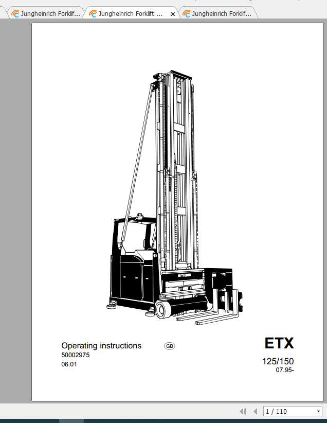 Jungheinrich Forklift ETX 100 125 150 Operating Instructions 1