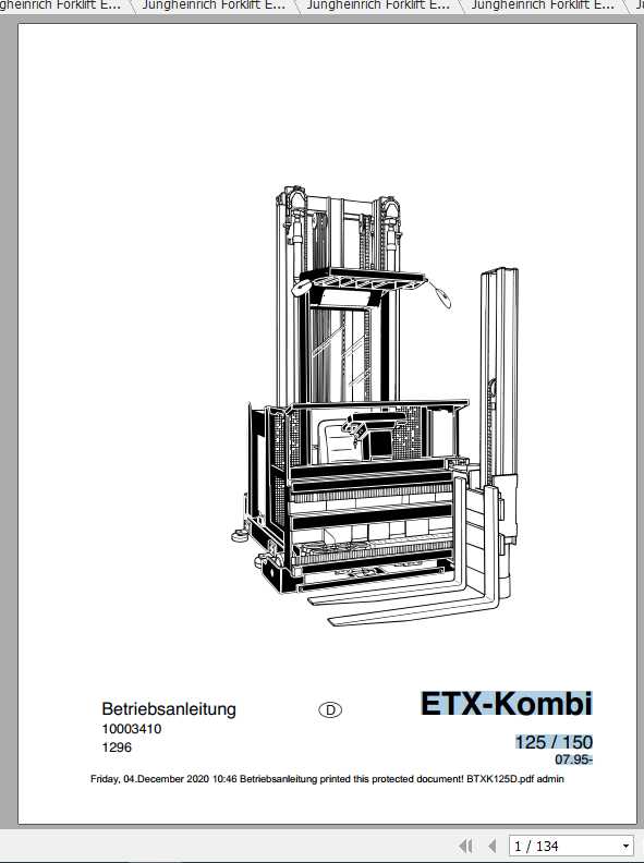 Jungheinrich Forklift ETX 100 515 Operating Manual DE 2