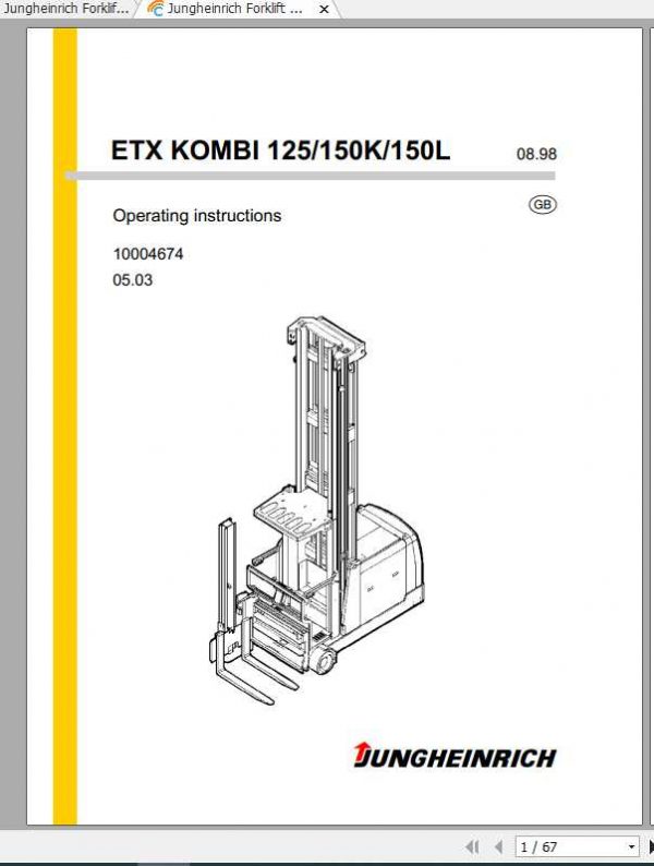 Jungheinrich Forklift ETXK Kombi 125 150 Operating Instructions 1