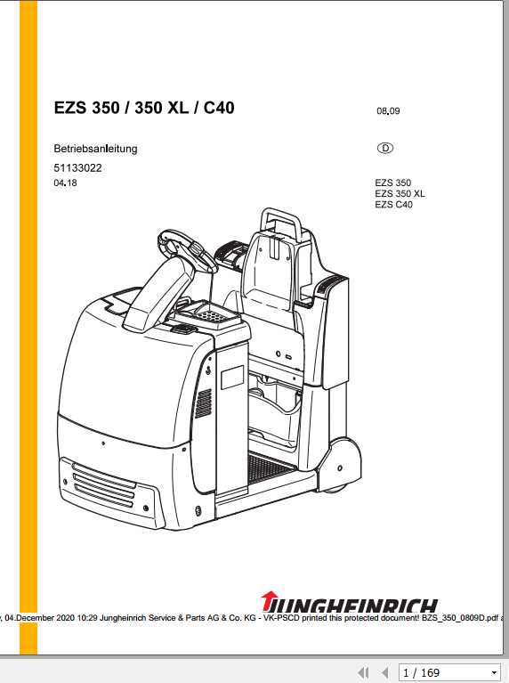 Jungheinrich Forklift EZS 330 350 Operating Manual DE 2