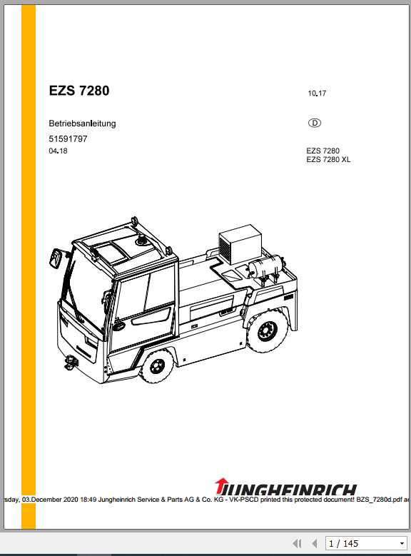 Jungheinrich Forklift EZS 6250 7280 Operating Manual DE 1