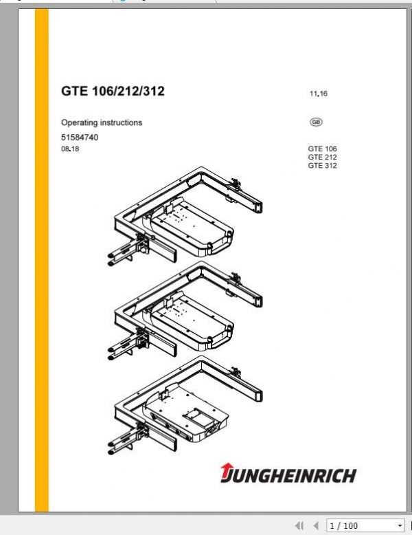 Jungheinrich Forklift GTE 106 212 312 Operating Instructions 1