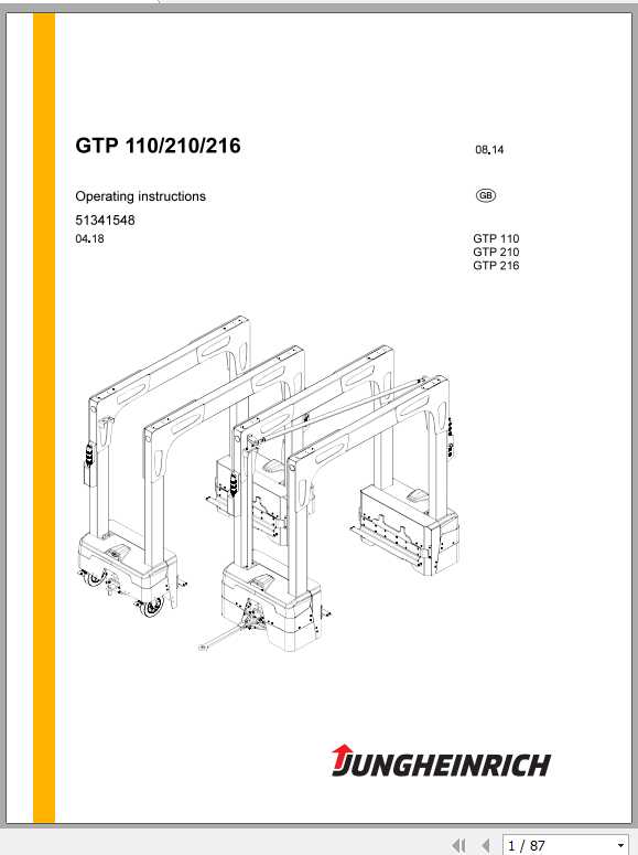 Jungheinrich Forklift GTP 110 210 216 EN Operating Instructions 1
