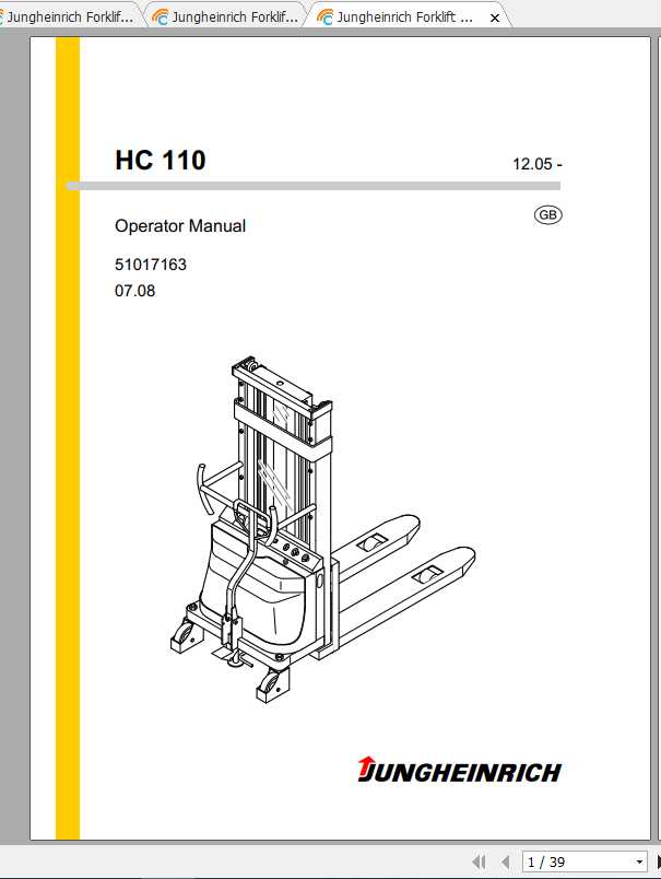 Jungheinrich Forklift HC 110 10 Operating Instructions 1