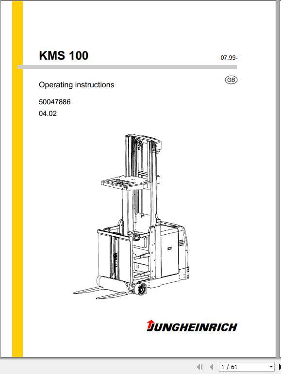 Jungheinrich Forklift KMS 100 Operating Instructions 1