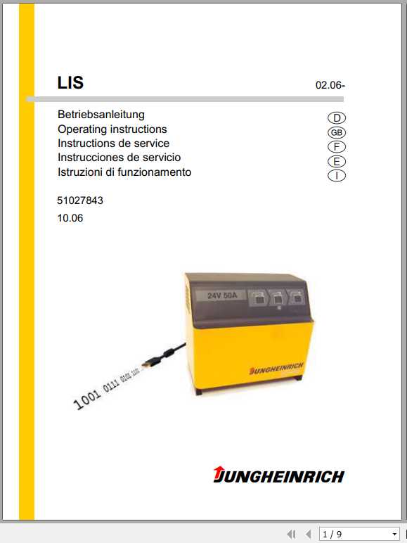 Jungheinrich Forklift LIS Operating Instructions 1