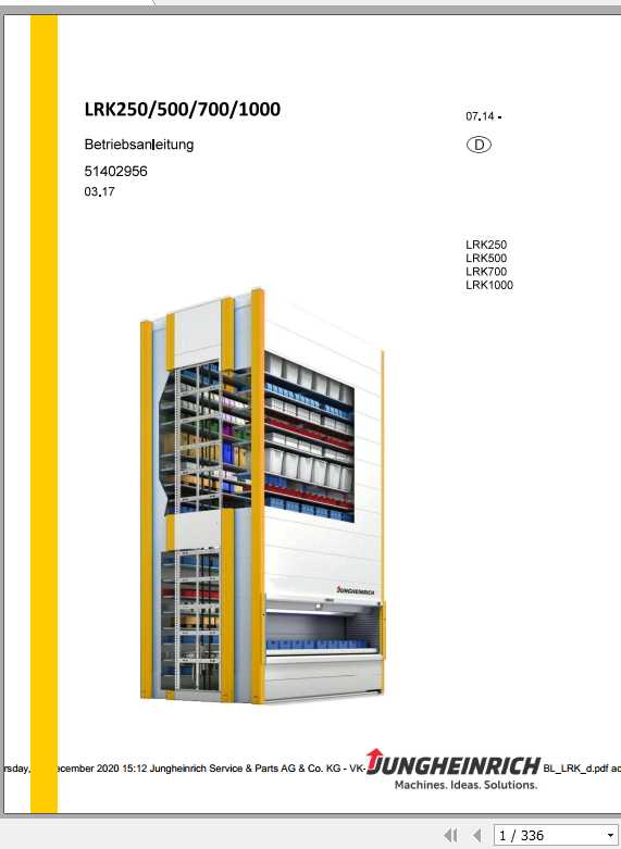 Jungheinrich Forklift LRK DE Operating Manual