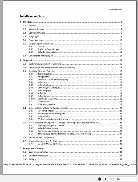 Jungheinrich Forklift LRK DE Operating Manual 2