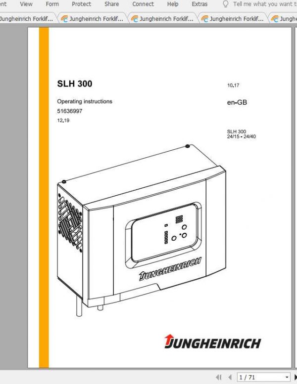 Jungheinrich Forklift SLH 40 300 Operating Instructions 1