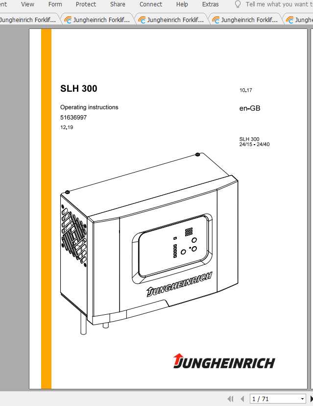 Jungheinrich Forklift SLH 40 300 Operating Instructions 1