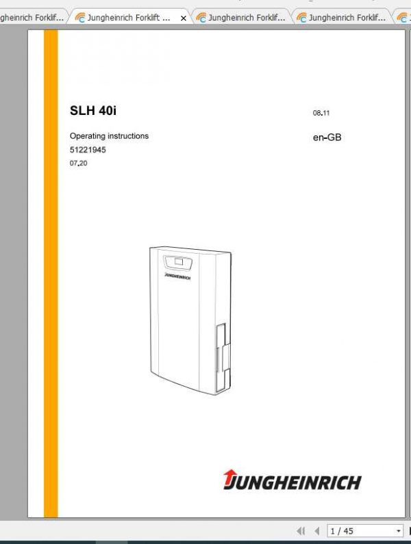 Jungheinrich Forklift SLH 40 300 Operating Instructions 2