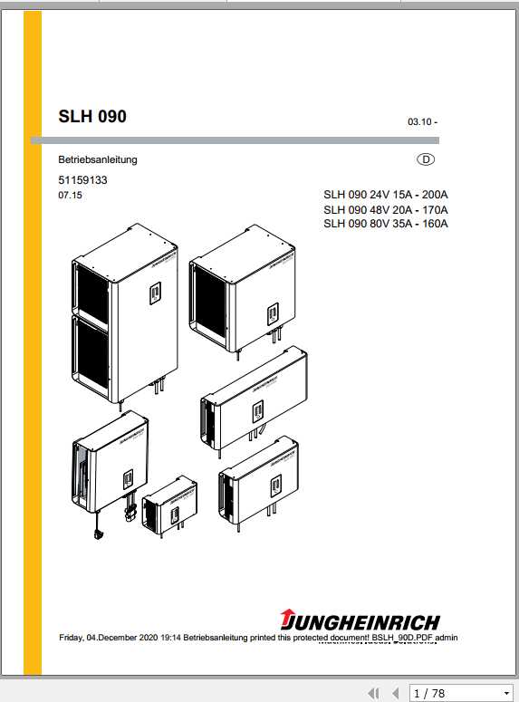 Jungheinrich Forklift SLH 40 300 Operating Manual DE 2