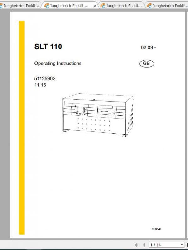 Jungheinrich Forklift SLT 100 200 Operating Instructions 1