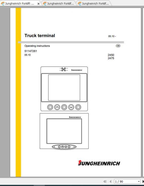 Jungheinrich Forklift TERMINAL 2450 2475 Operating Instructions 1