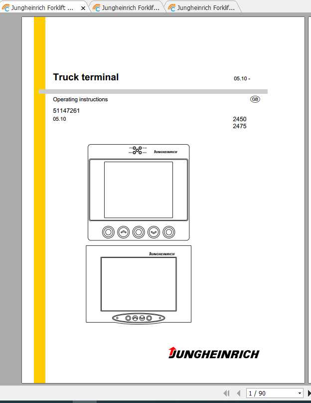 Jungheinrich Forklift TERMINAL 2450 2475 Operating Instructions 1