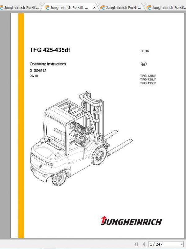 Jungheinrich Forklift TFG 425 690 Operating Instructions 1