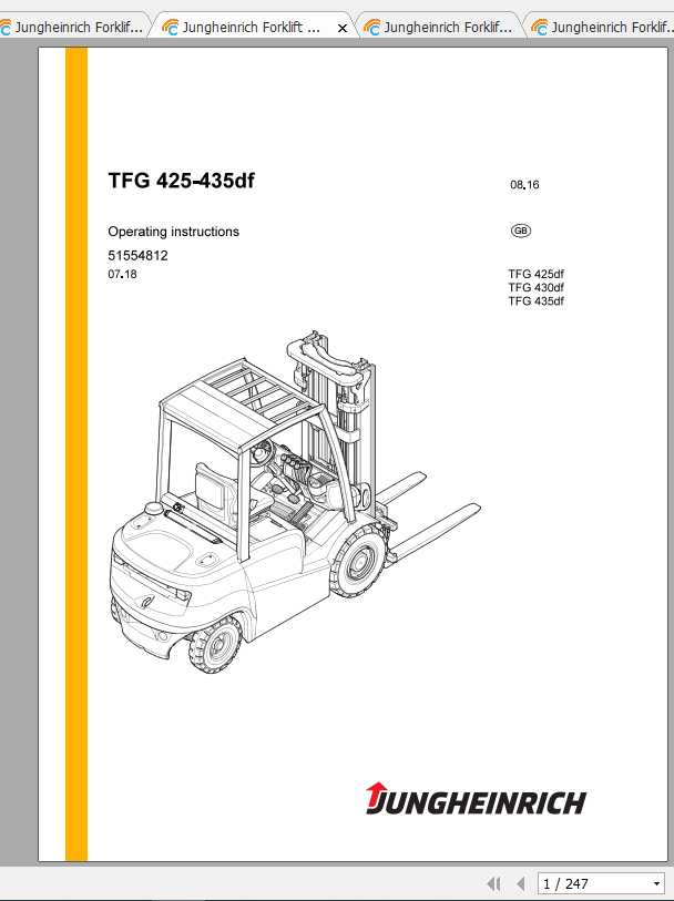 Jungheinrich Forklift TFG 425 690 Operating Instructions 1