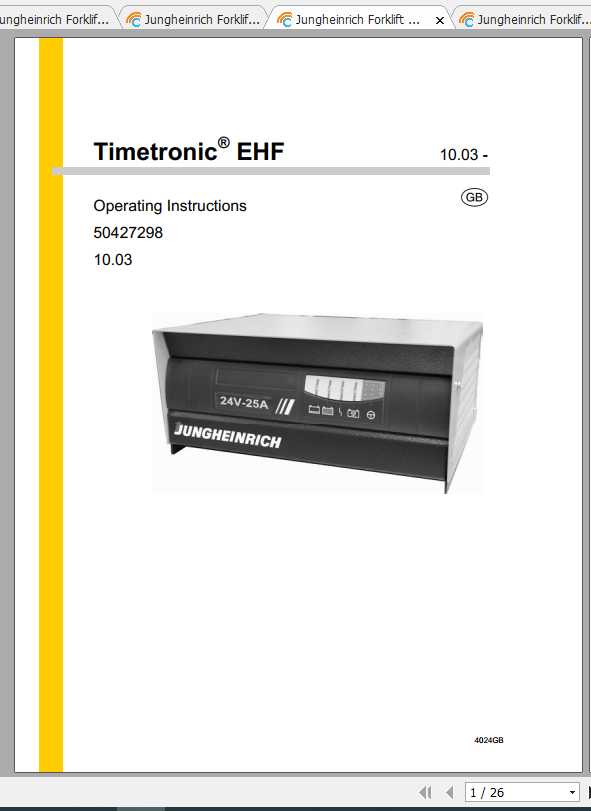 Jungheinrich Forklift TimeTronic Operating Instructions 1