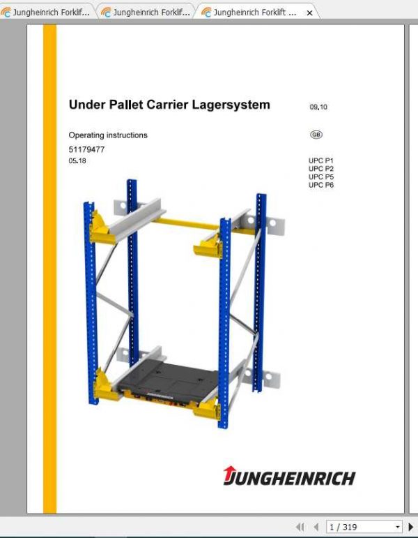 Jungheinrich Forklift Under Pallet Carier Lagersystem Operating Instructions 1