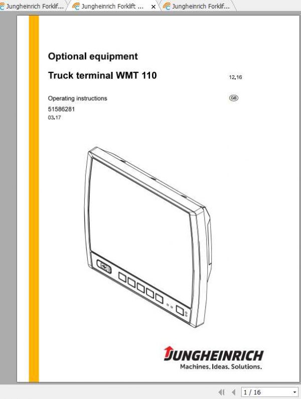 Jungheinrich Forklift WMT 110 Operating Instructions 1