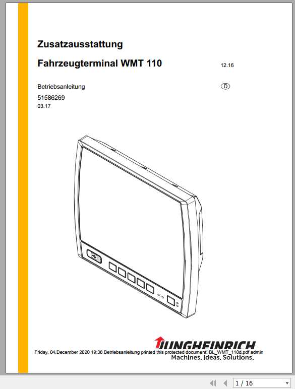 Jungheinrich Forklift WMT 11X 110 Operating Manual DE 1