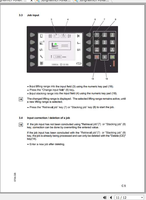 Jungheinrich Forklift lifting height preselection HHV Operating Instructions 2