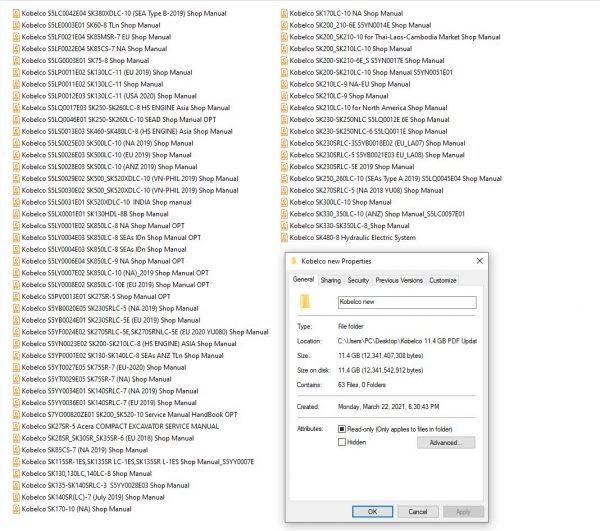 Kobelco 11.4 GB PDF Updated 2021 Heavy Machinery Service Manual Shop Manual 1 1