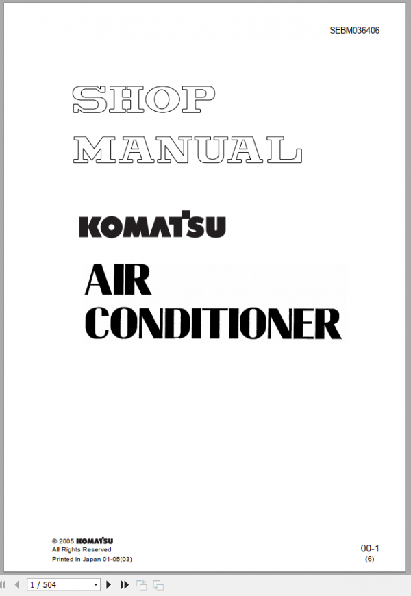 Komatsu Air Conditioner Shop Manual 2005 SEBM036406 1