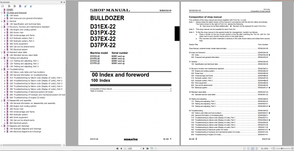 Komatsu Bulldozer D31EX D37PX 22 Shop Manual SEN04343 09 2