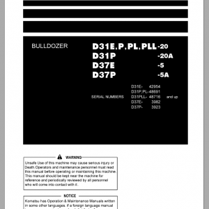 Komatsu Bulldozer D31E D37P 5A Operation Maintenance Manual 1