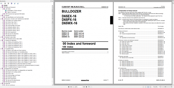 Komatsu Bulldozer D65EX 16 D65PX 16 D65WX 16 Shop Manual SEN04343 09 2