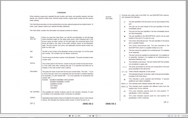 Komatsu Bulldozer D85E SS 2 Parts Book 2