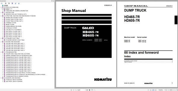 Komatsu Dump Truck Galeo HD465 7R HD605 7R Shop Manual 2