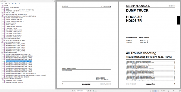 Komatsu Dump Truck Galeo HD465 7R HD605 7R Shop Manual 3