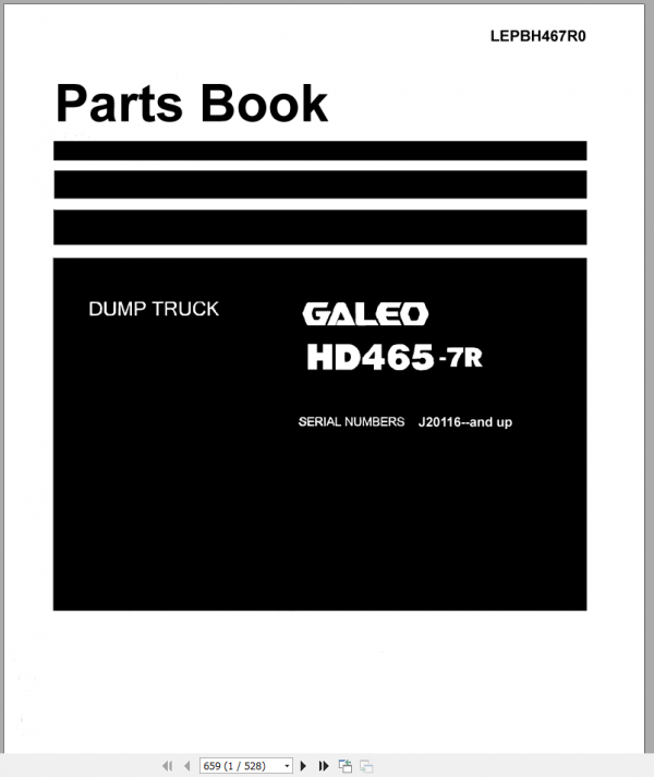 Komatsu Dump Truck Galeo HD465 7R Parts Book 1