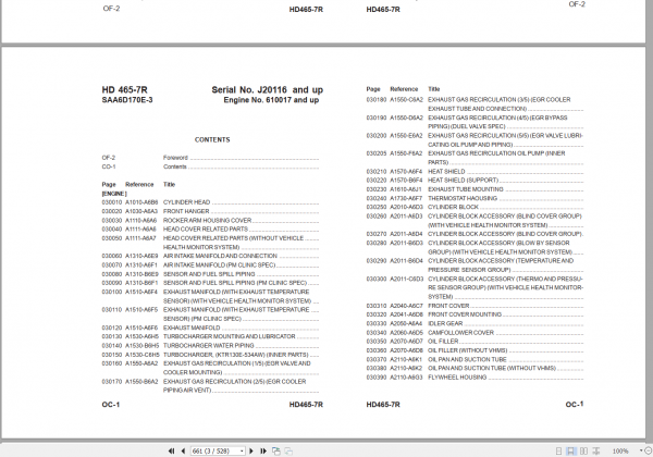 Komatsu Dump Truck Galeo HD465 7R Parts Book 2