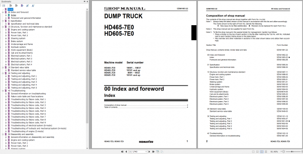 Komatsu Dump Truck HD465 7E0 HD605 7E0 Shop Manual SEN01081 22 2
