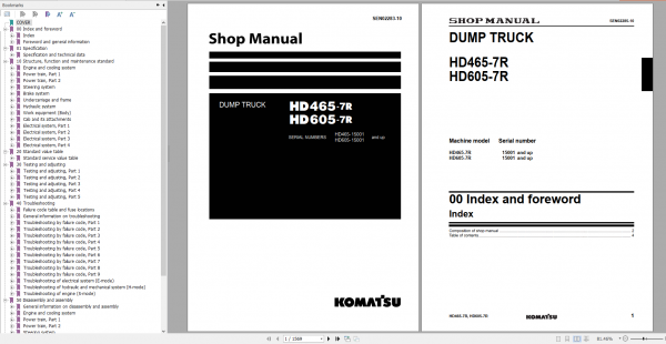 Komatsu Dump Truck HD465 7R HD605 7R Shop Manual SEN02283 10 2