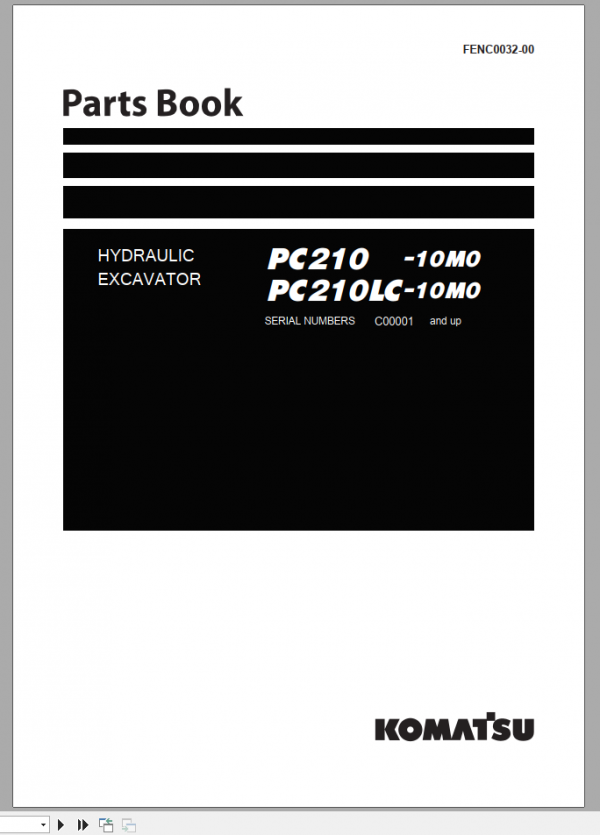Komatsu Hydraulic Excavator PC210 10M0 PC210LC 10M0 Parts Book FENC0032 00 1