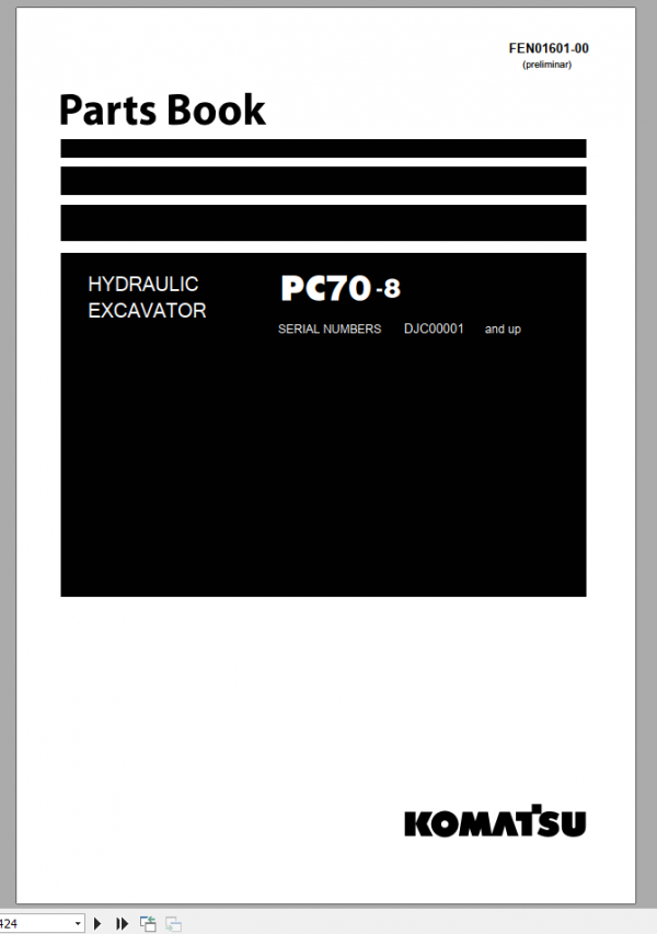 Komatsu Hydraulic Excavator PC70 8 Parts Book FEN01601 00 1