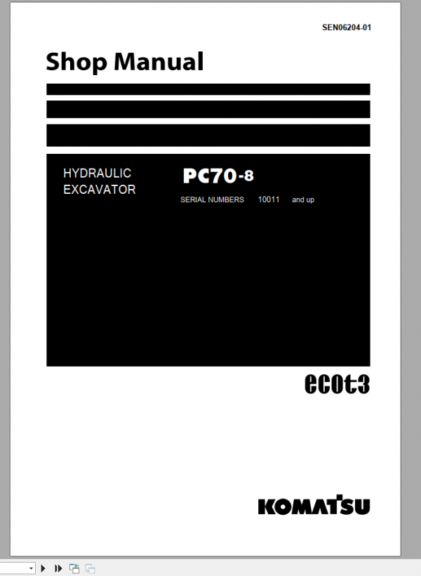Komatsu Hydraulic Excavator PC70 8 Shop Manual SEN06204 01 1