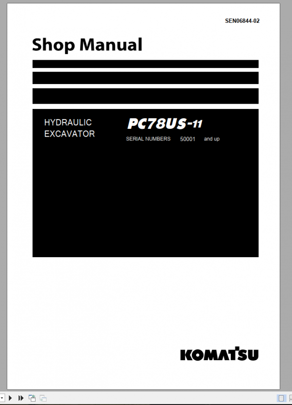 Komatsu Hydraulic Excavator PC78US 11 JPN Shop Manual SEN06844 02 1