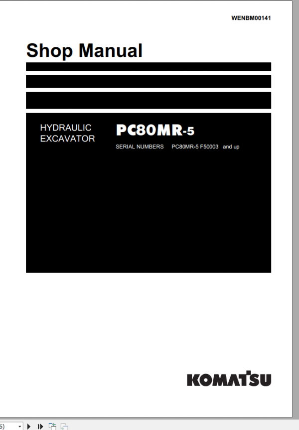 Komatsu Hydraulic Excavator PC80MR 5 Shop Manual WENBM00141 1