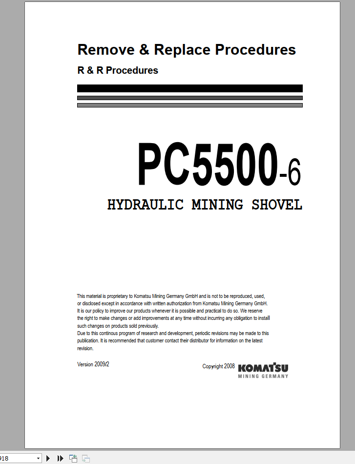 Komatsu Hydraulic Mining Shovel PC5500 6 Remove Replace Procedures 1