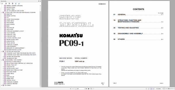 Komatsu Mini Excavator PC09 1 Shop Manual SEBM026105 2