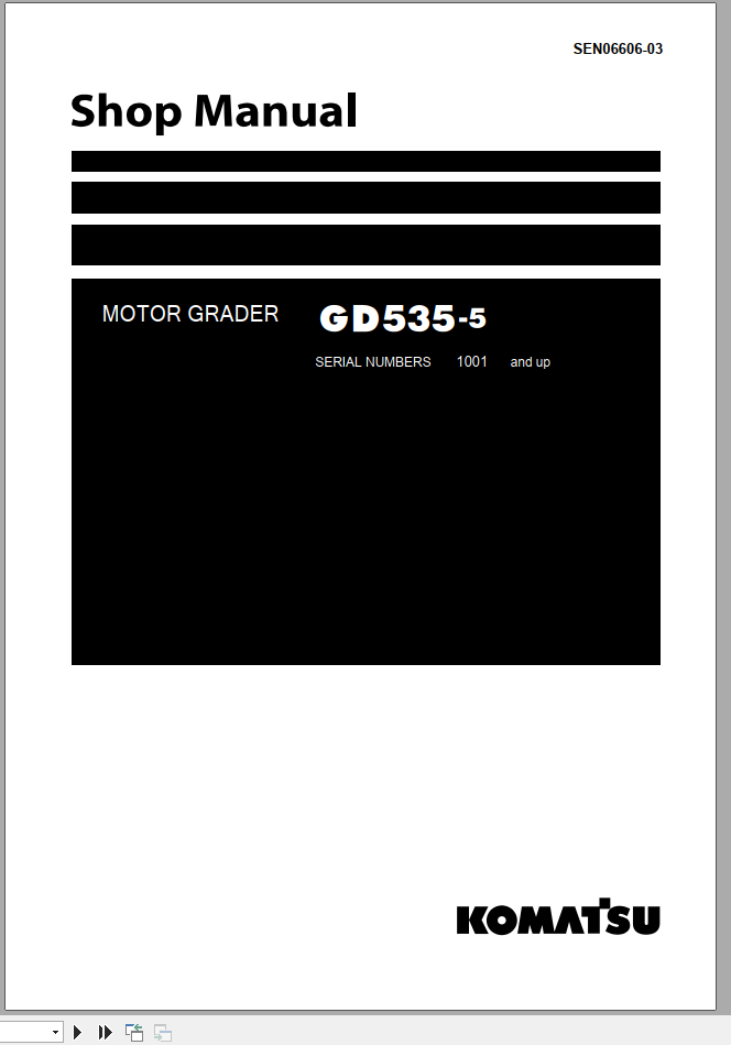 Komatsu Motor Grader GD535 5 Shop Manual SEN06606 03 1